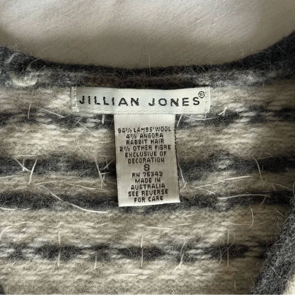 Jillian Jones Wool Cardigan Size S‎ Angora Fair Isle Nordic 90s Knit Cabin